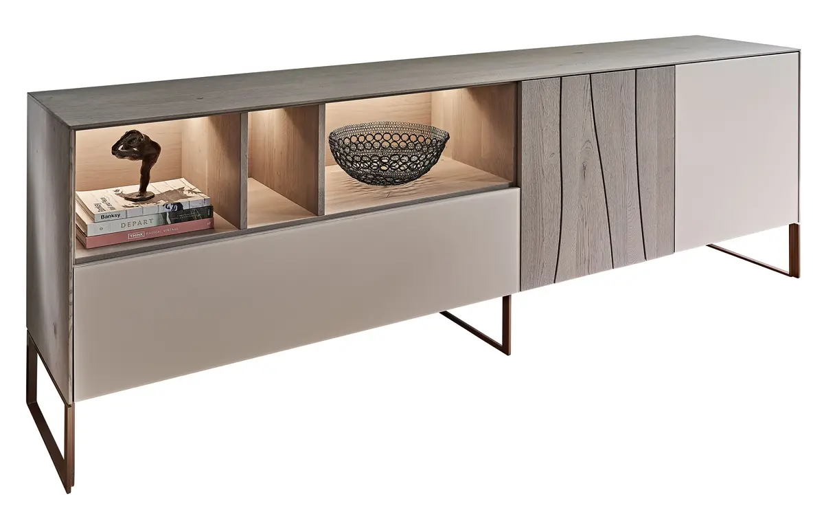 Sideboard Mileto - Asteiche massiv, Platin geölt