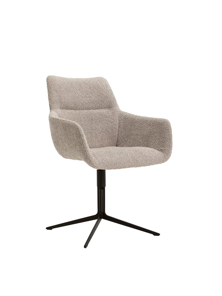 Armlehnstuhl Maluhia - drehbar, Stoff, Hellgrau