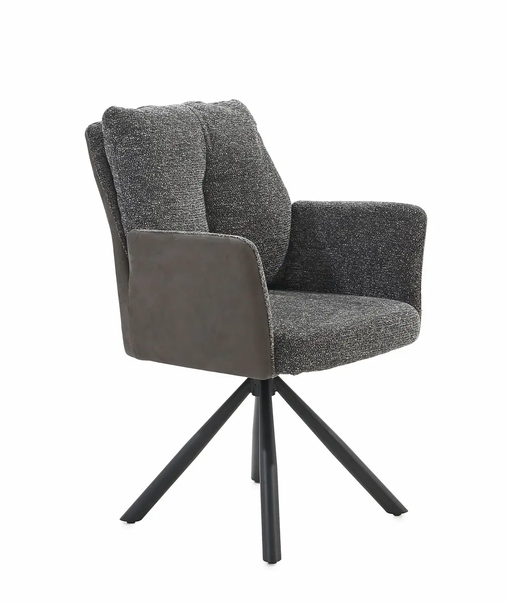 Armlehnstuhl - drehbar, Webstoff, Grau, Microfaser, Vintage grau