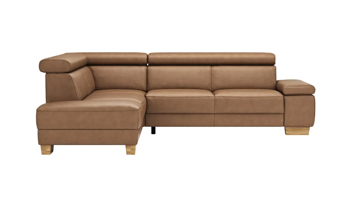 Ecksofa Philadelphia -  Ecke links, 2,5-Sitzer, Kopfteil verstellbar (manuell), Stoff, Braun