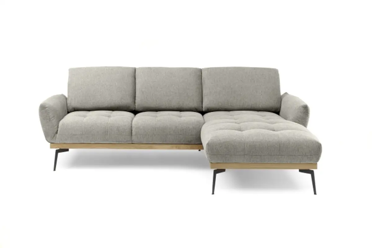 Ecksofa EDDIE - 2-Sitzer, Ecke rechts inkl. Rückenverstellungen, Stoff, Taupe