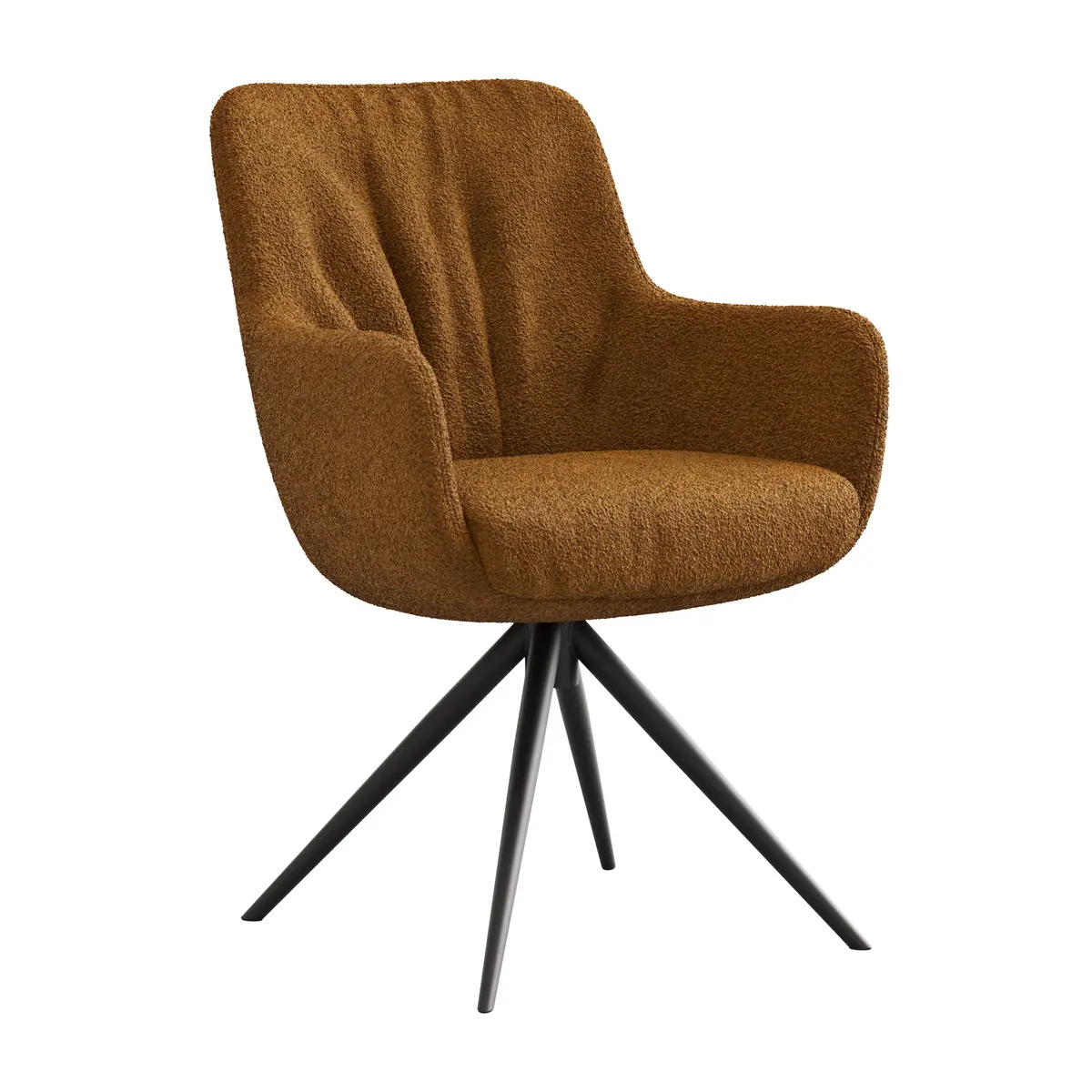 Armlehnstuhl Mis Legere - Boucle, Kurkuma, Stativ, Anthrazit