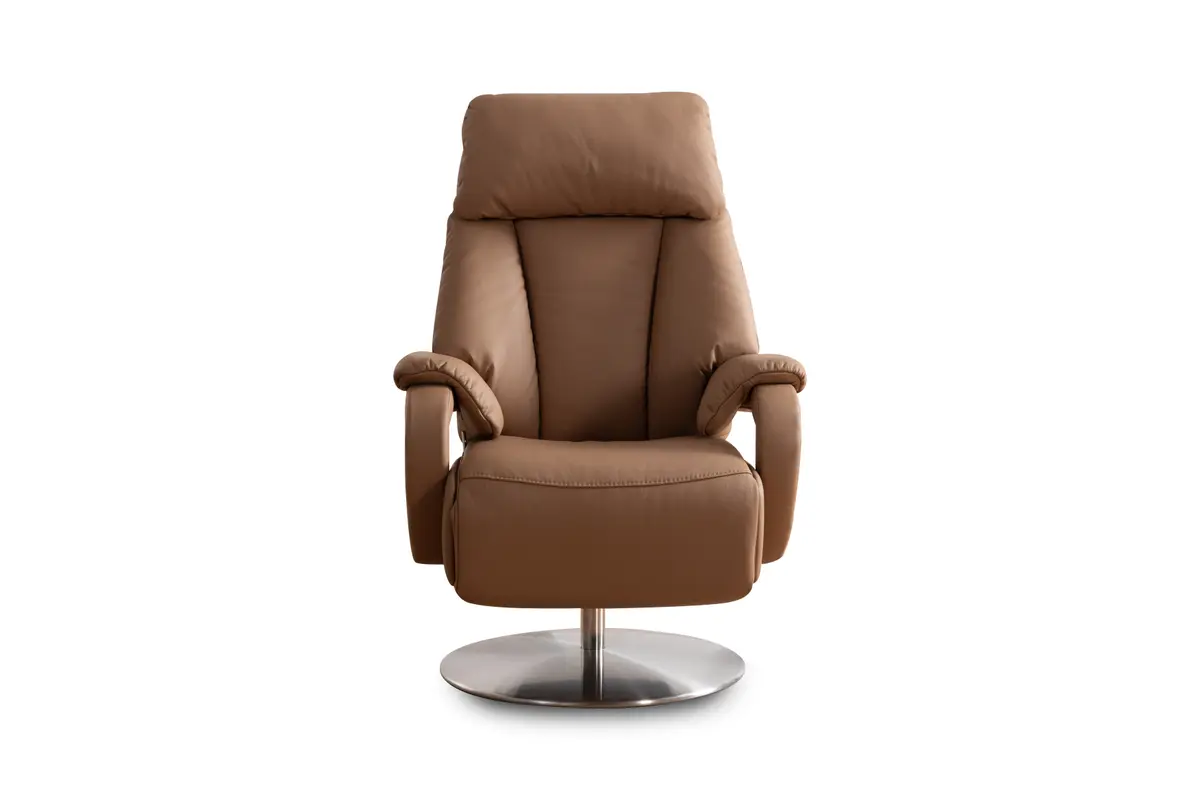 Sessel - Größe M, Relaxfunktion, Leder, Braun