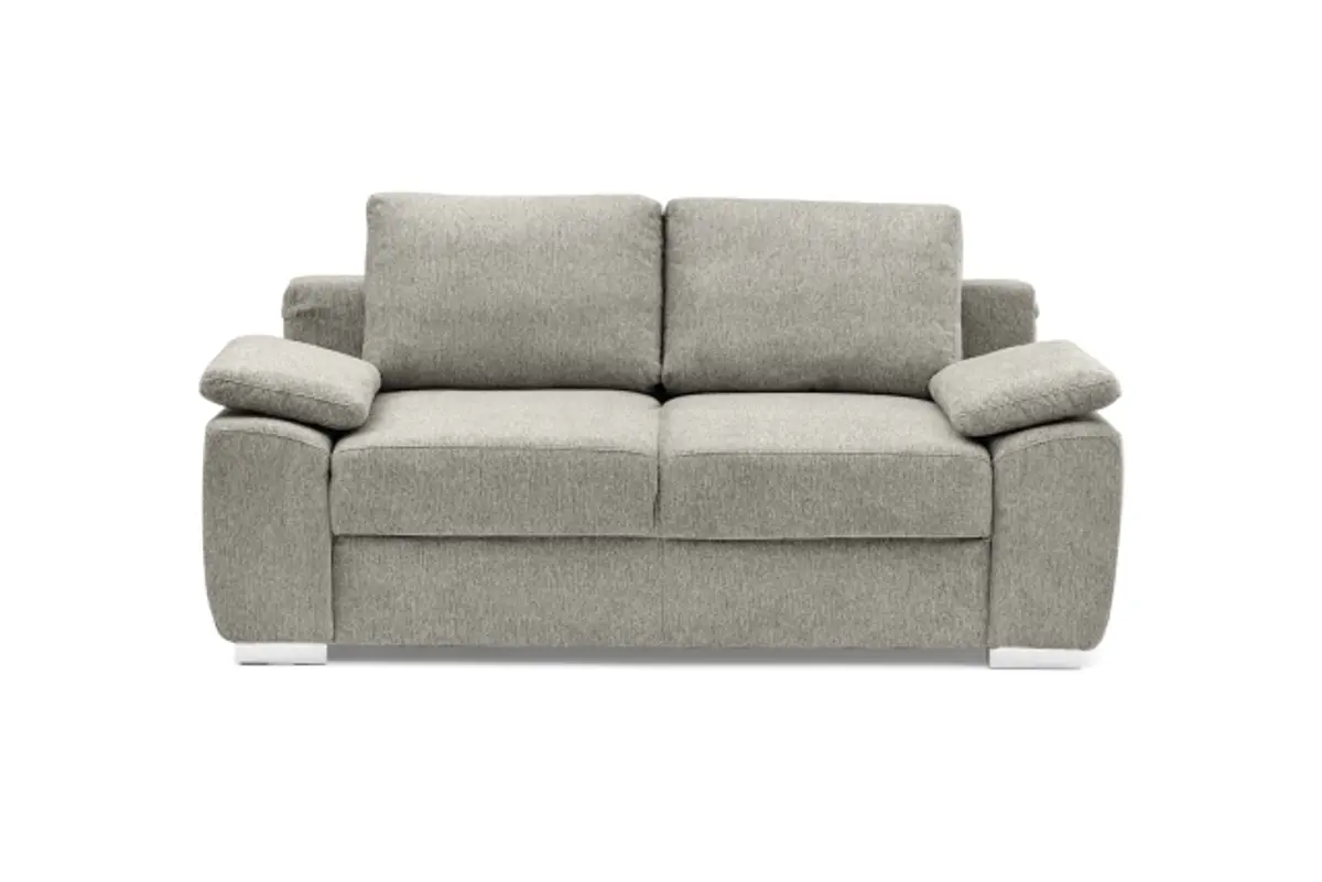 Schlafsofa EMIEL - 2-Sitzer inkl. Schlaffunktion und Bettkasten, Stoff, Taupe