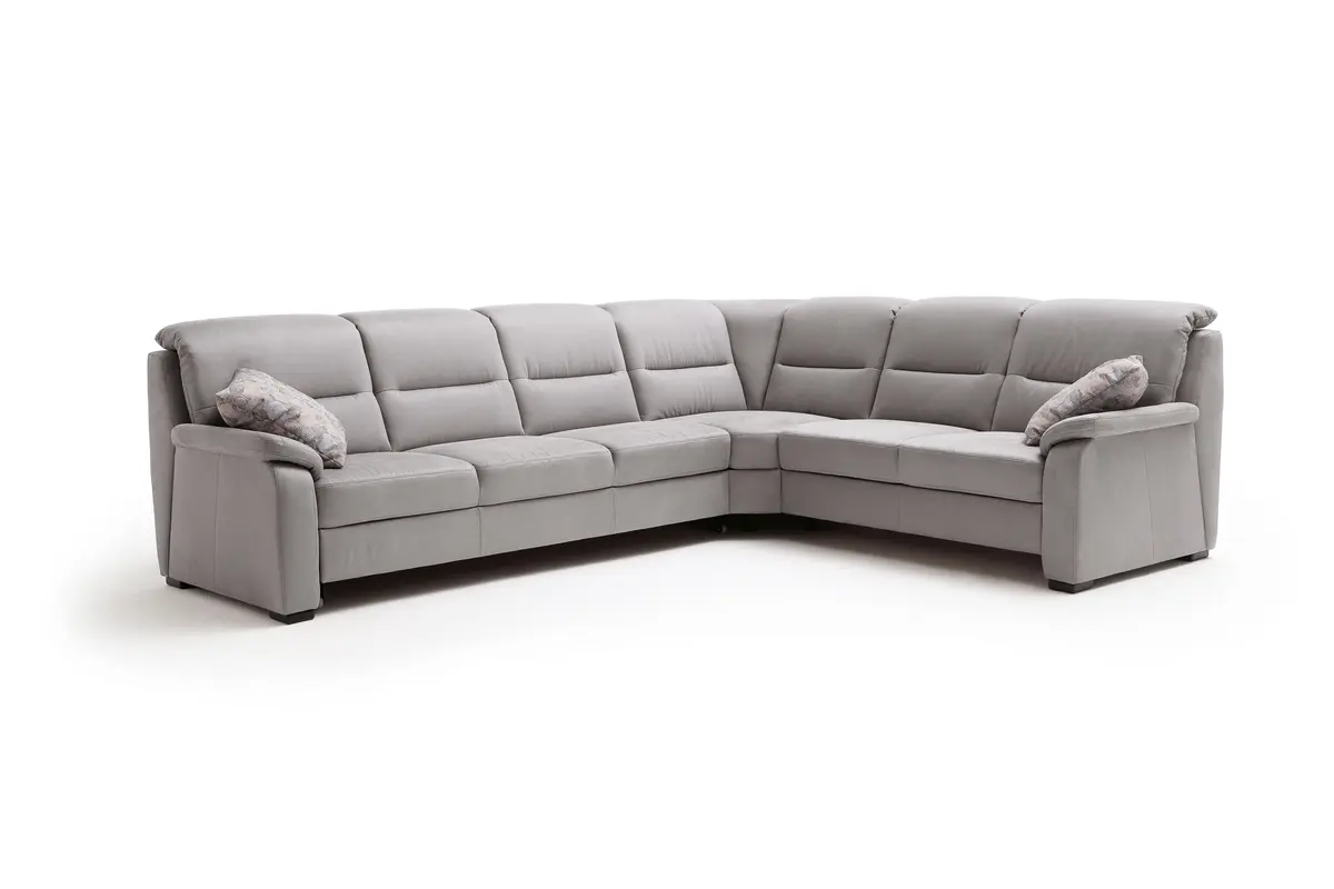 Ecksofa - 3-Sitzer mit Ecke rechts, Stoff, Grau