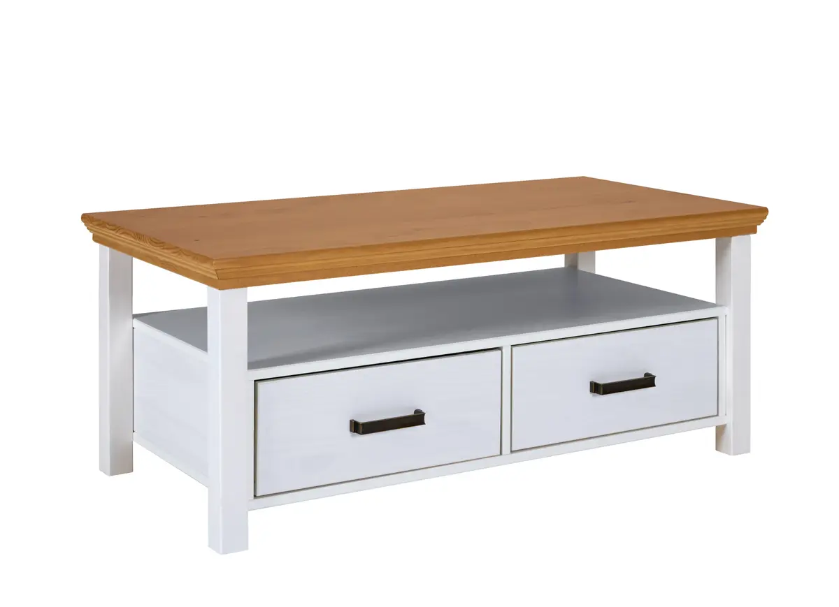 Couchtisch - LB ca. 120x60 cm, Weiß, Oak Colori