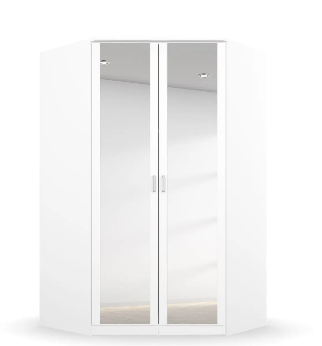 Eckschrank ROYAN- B ca. 117 cm, Weiß, Spiegel