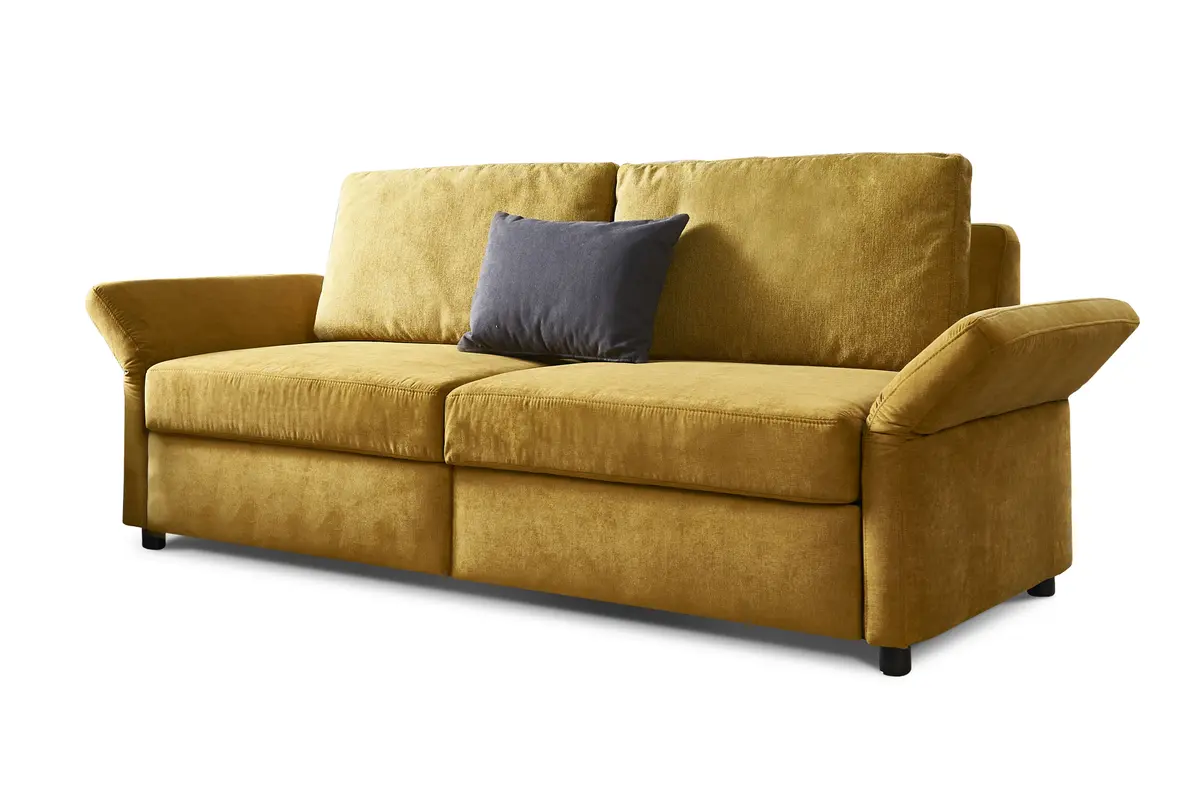 Sofa - 2-Sitzer mit Schlaffunktion, Stoff, Senfgelb