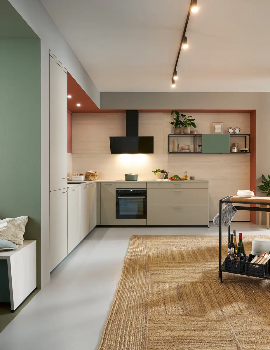 L-Küche 51.210 9 525, Kaschmirbraun matt