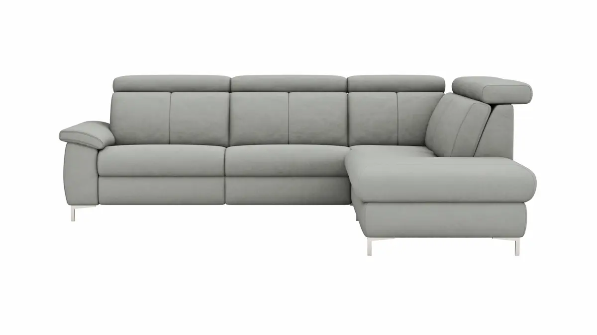 Ecksofa Cornella - 2-Sitzer mit Ecke rechts, Stoff, Hellgrau