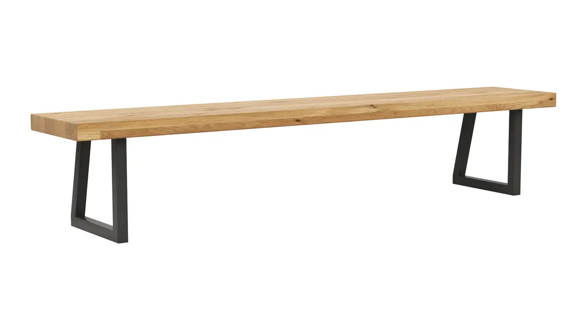 Holzbank Clifton - Breite ca. 220cm, Wildeiche massiv, natur