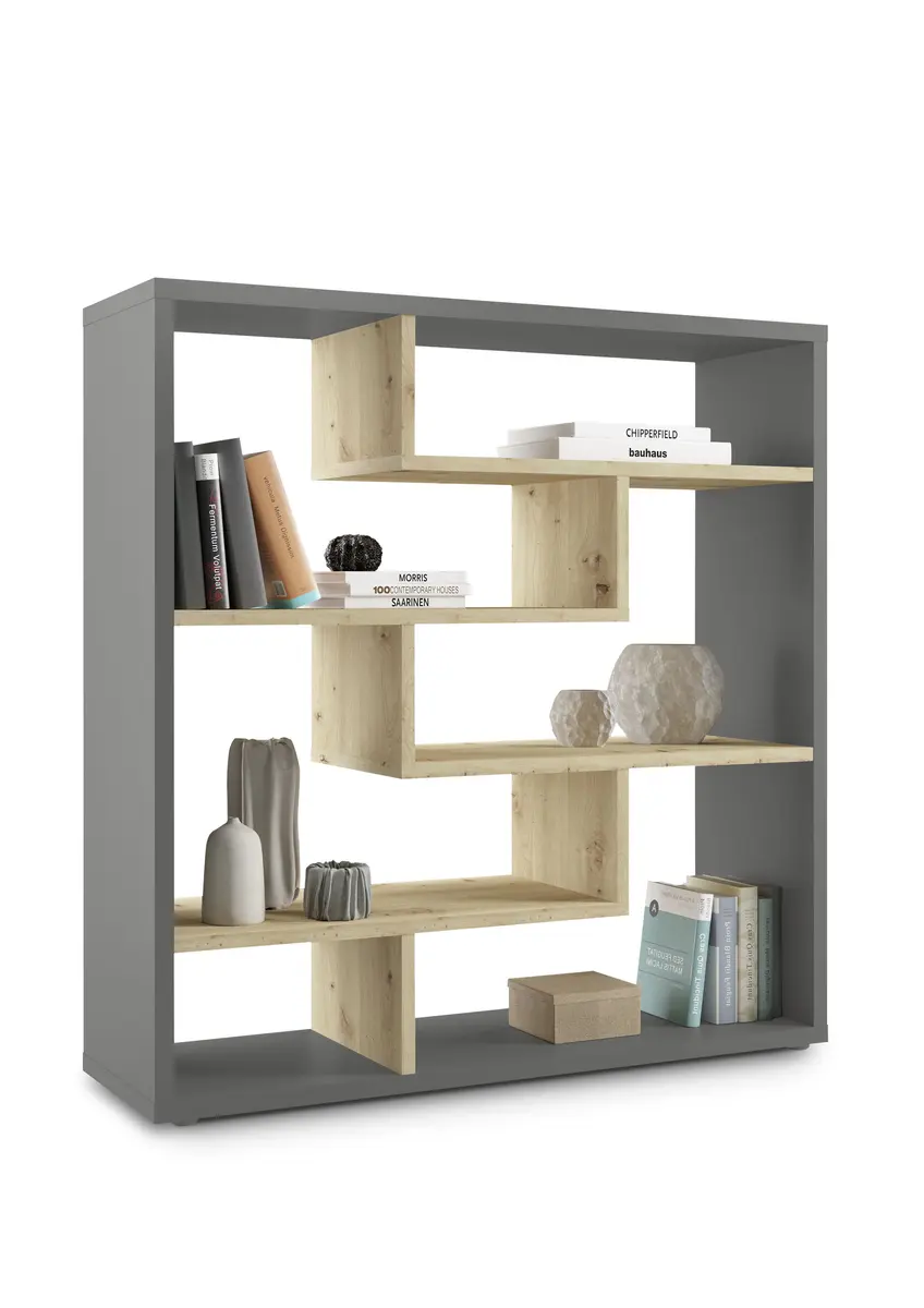 Raumteiler - B ca. 130 cm, Anthrazit, Asteiche