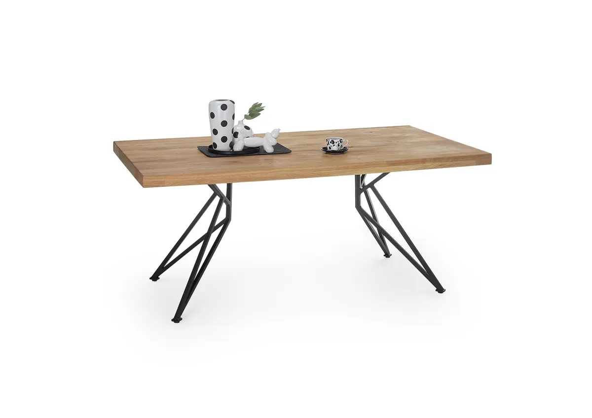 Esstisch - LB ca. 160x90 cm, Wildeiche massiv geölt, Schwarz