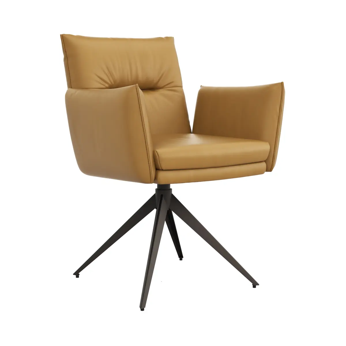 Armlehnstuhl Coscino - Leder, Kurkuma