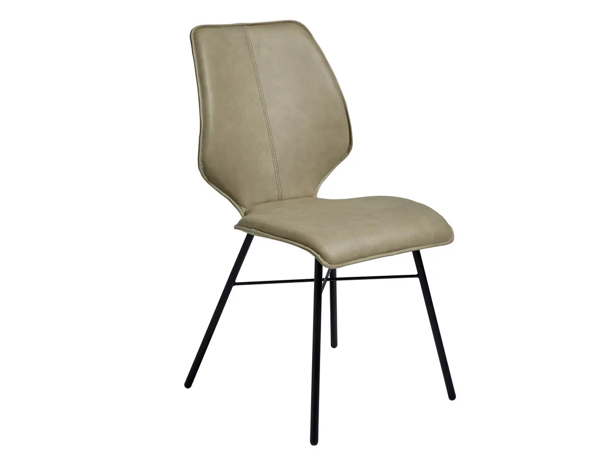 Stuhl Penthouse - Leder, Steingrau, 4 Fuß, Metall, Anthrazit