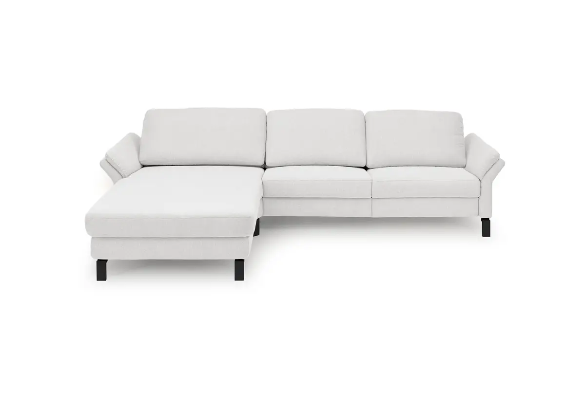 Ecksofa CALM PREMIUM 2.0 - Longchair links mit 3-Sitzer, Rückenlehne verstellbar, Stoff, Hellgrau