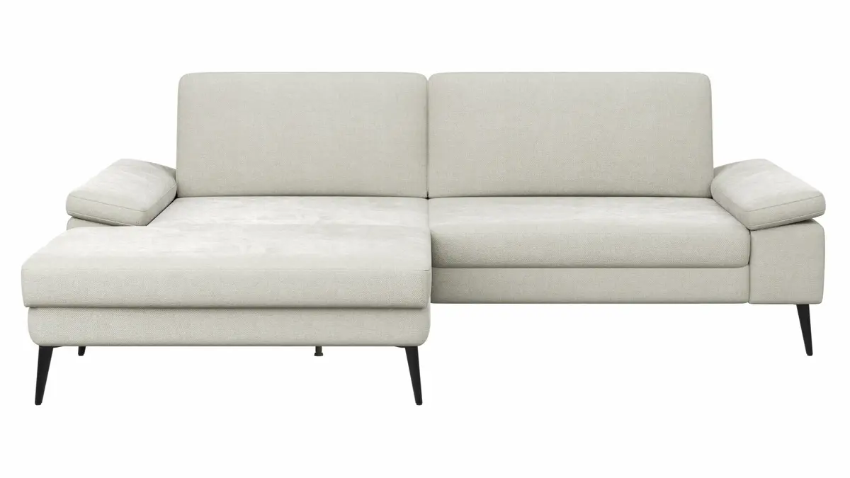 Ecksofa Houston - Longchair groß links mit 1,75-Sitzer, inkl. Sitztiefenverstellung und Armlehne klappbar, Stoff, Natur