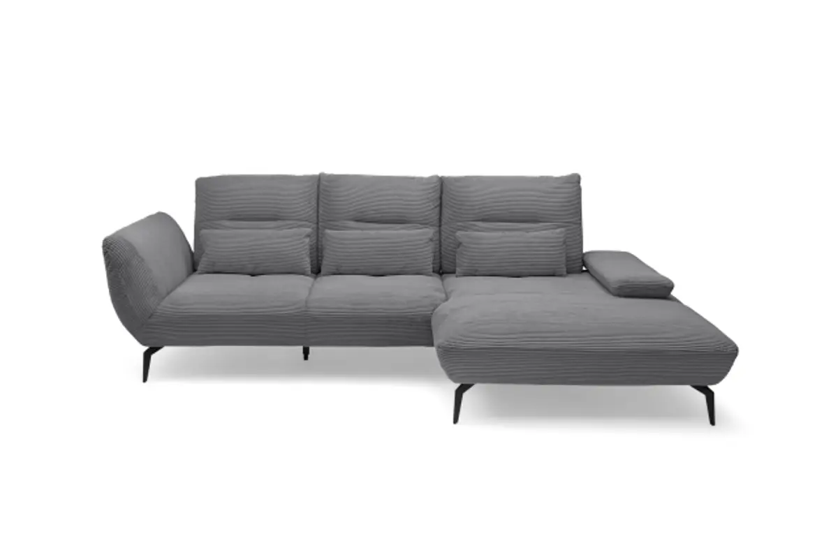 Ecksofa PAYTON - 2-Sitzer, Ecke rechts, Stoff, Grau