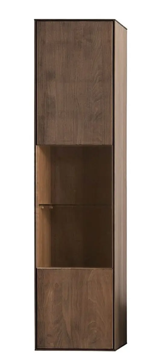 Hängevitrine Saratoga - Anschlag Links, Buche massiv, silbergrau geölt