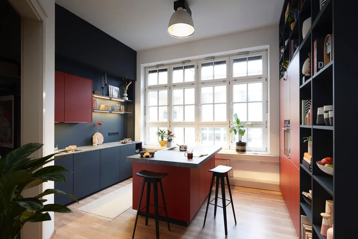 Inselküche 54.160 CO 4 522, Tiefblau samtmatt