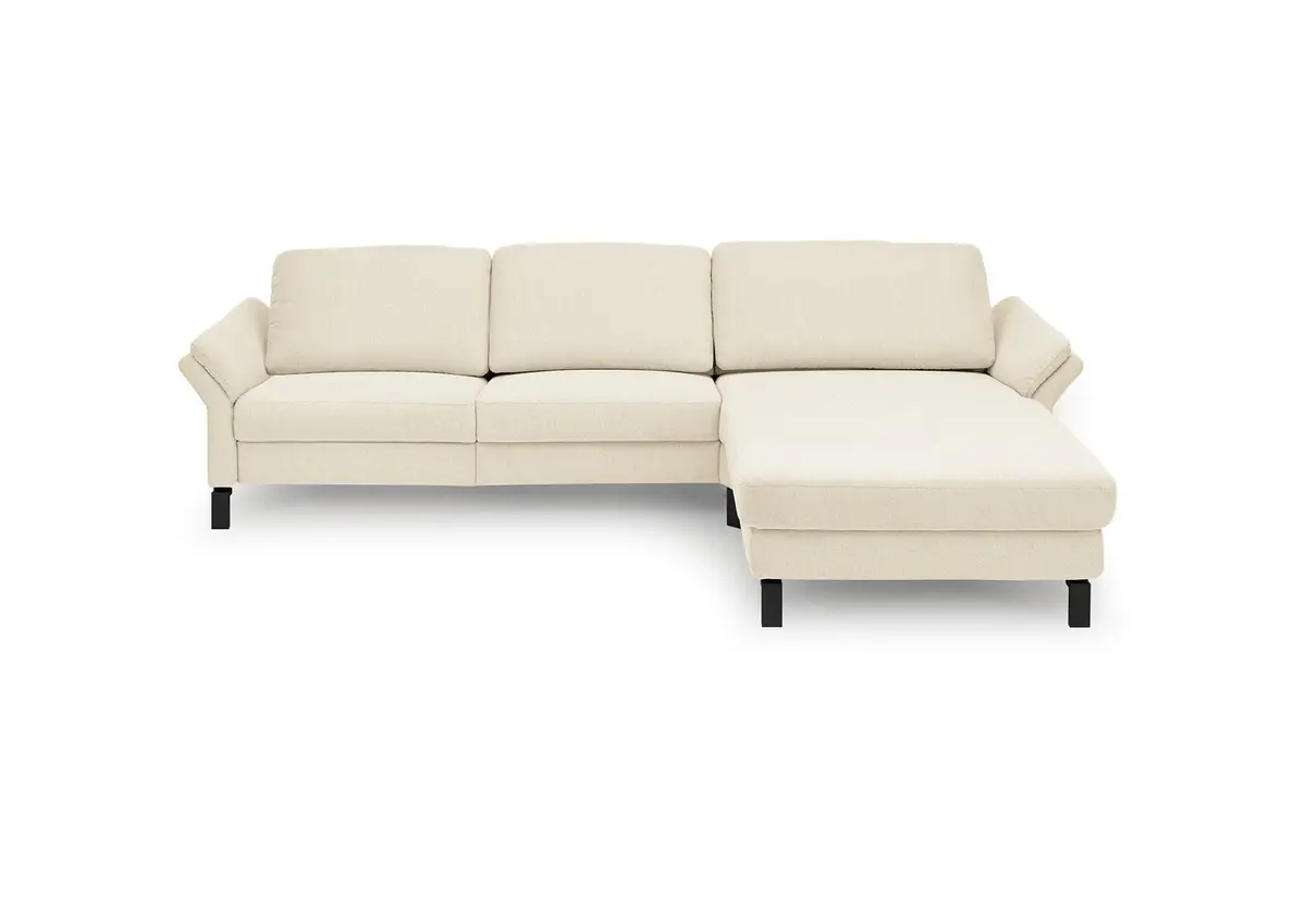 Ecksofa CALM PREMIUM 2.0 - 3-Sitzer mit Longchair rechts, Rückenlehne vertellbar, Stoff, Sand