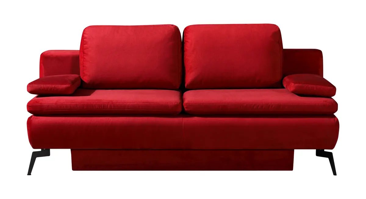 Schlafsofa - mit Bettkasten, Samt, Rot
