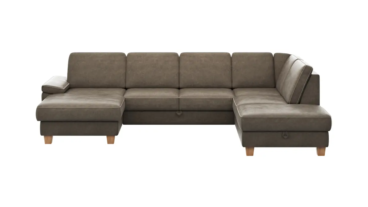 Wohnlandschaft Sommerville - Longchair links mit 2,5-Sitzer und Ecke rechts, inkl. Schlaffunktion (manuell), Stoff, Braun