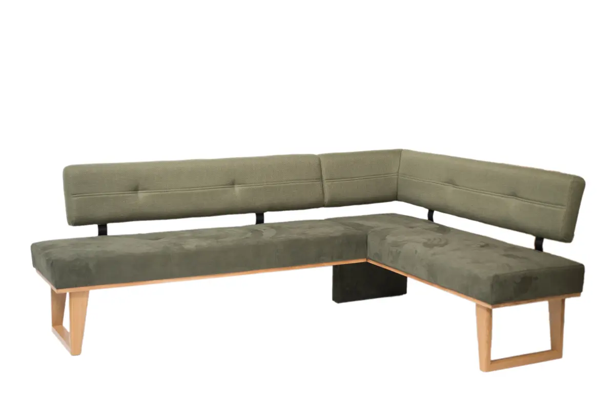 Eckbank - LB ca. 224x167 cm, Stoff, Schlammgrün