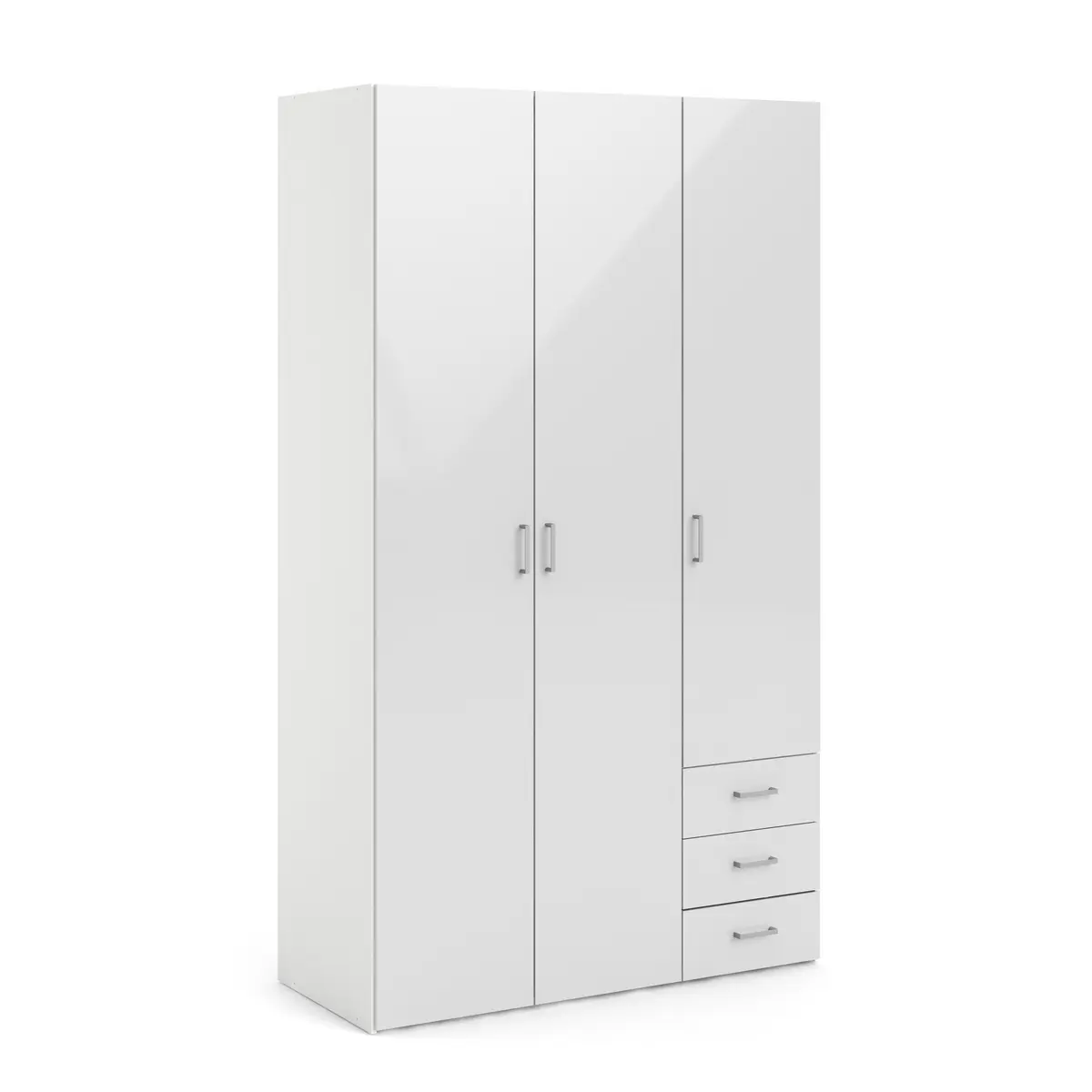 Drehtürenschrank- B ca. 116 cm, Weiß, Hochglanz