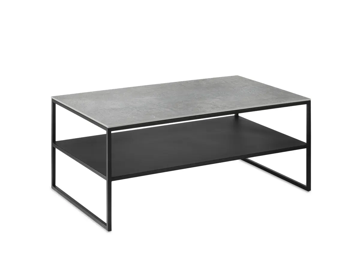 Couchtisch Kai - LBH 100x60x42 cm, Keramik, Kiesel