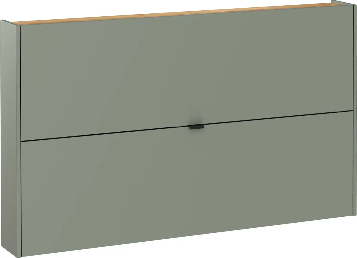 Schuhschrank GIANNA - B ca. 140 cm, Taupegrün, Navarra Eiche Nachbildung