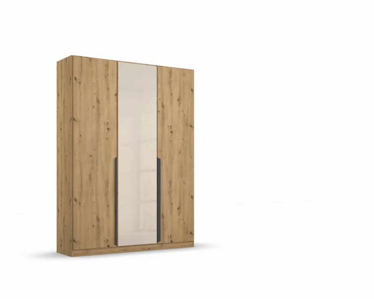 Drehtürenschrank ROMAN SPIN- B ca. 136 cm, Eiche Dekor, Glas, Champagner