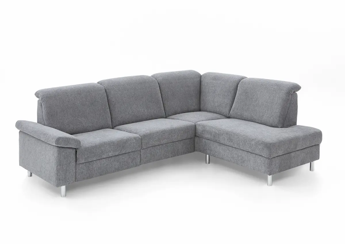 Ecksofa - 2-Sitzer mit Ecke rechts, Stoff, Platin