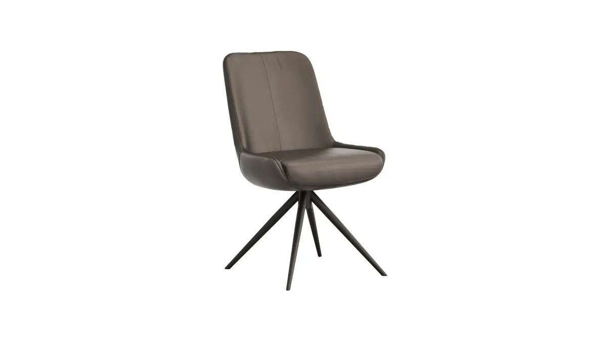 Stuhl Mis - Leder, Dunkelbraun, Gestell, Schwarz