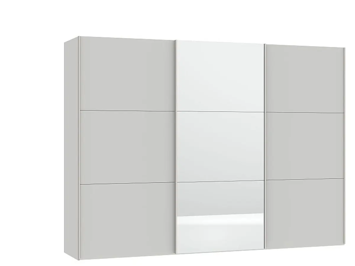Schwebetürenschrank JOIN IT- B ca. 303 cm., Hellgrau, Matt, Spiegel