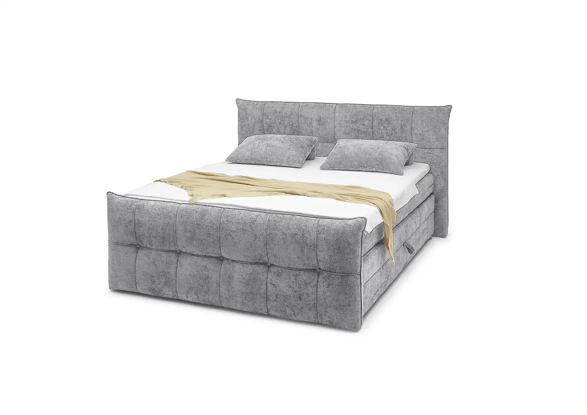 Boxspringbett- Liegefläche ca. 180x200 cm, Stoff, Grau