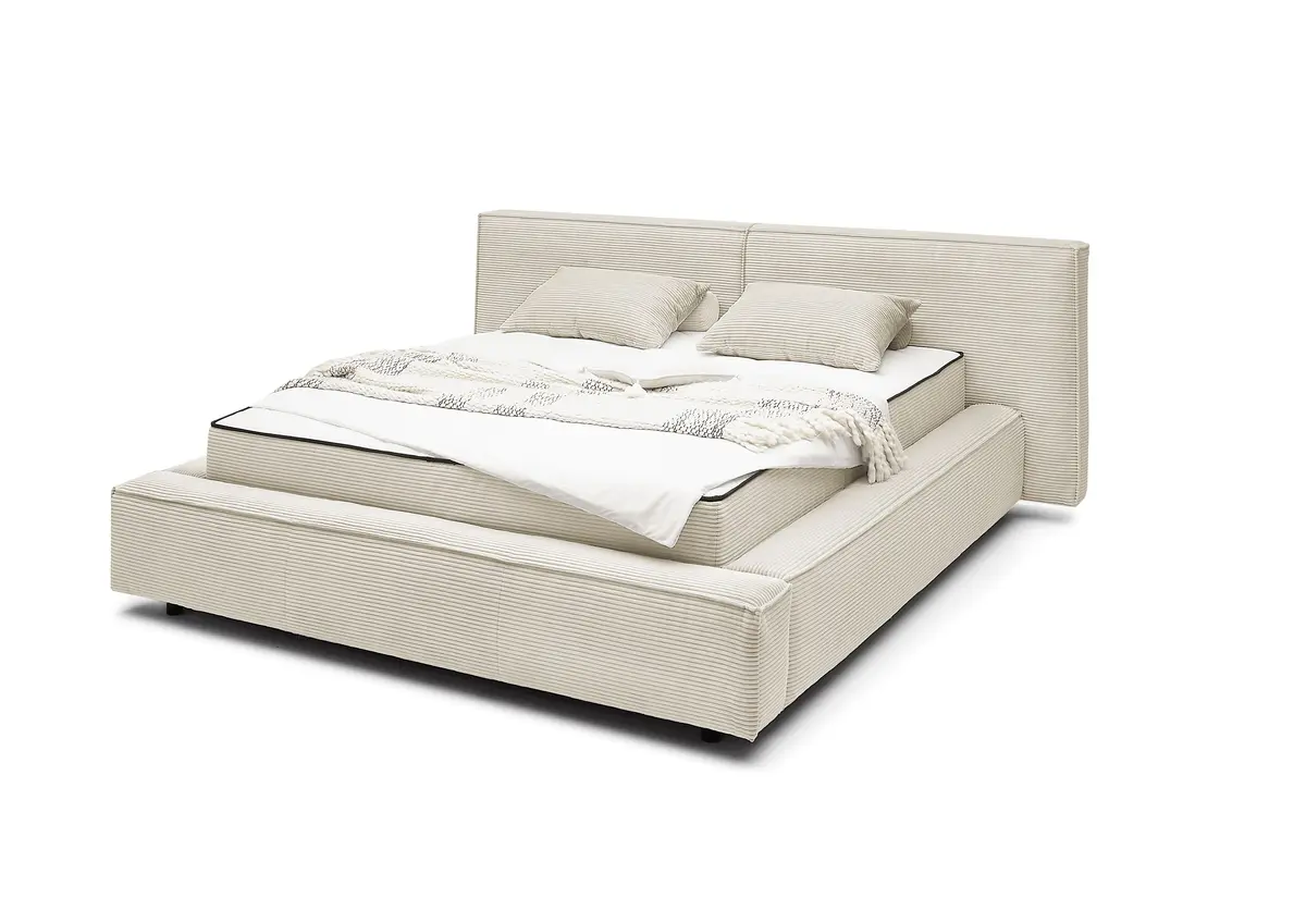 Polsterbett- Liegefläche ca. 180x200 cm, Stoff, Creme, inkl. Matratze
