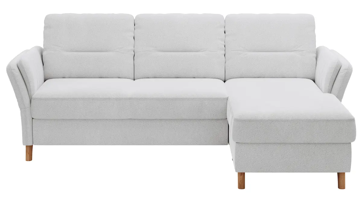 Ecksofa Vayra - 2,5-Sitzer mit Longchair rechts, Stoff, Offwhite