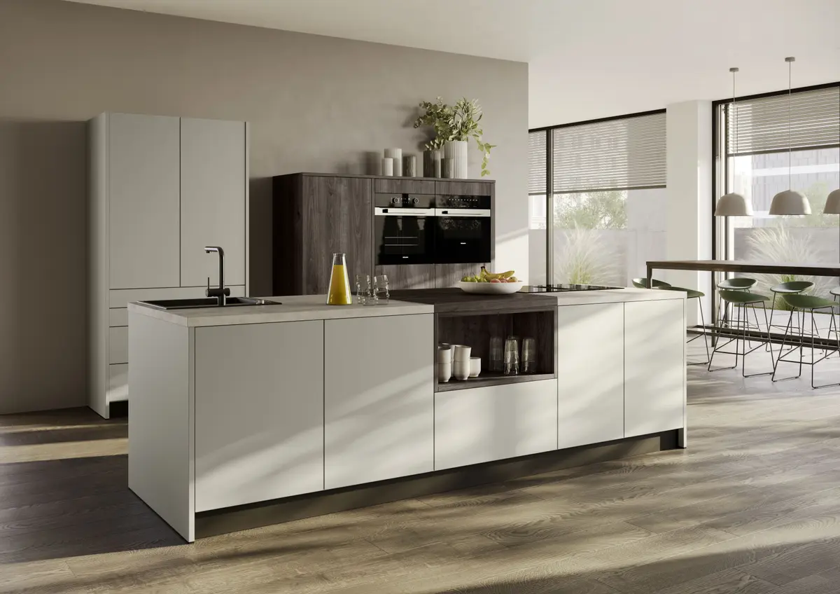 Inselküche 51.210 CO 3 524, Kieselgrau