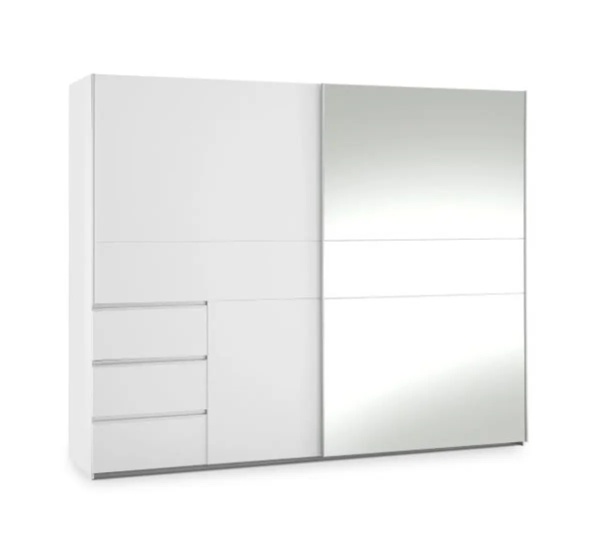 Schwebetürenschrank FJOLLA- B ca. 250 cm, Weiß, Spiegel