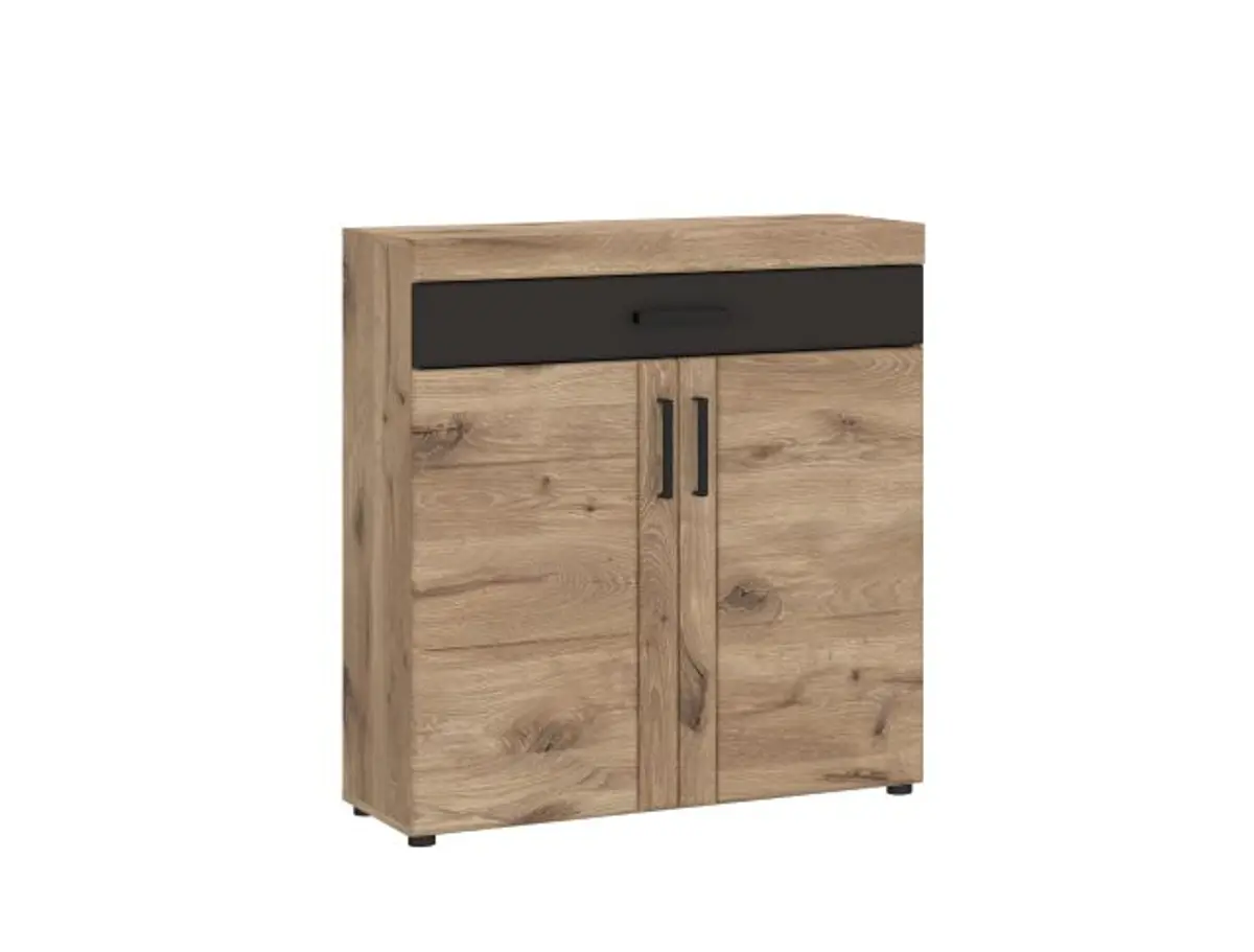 Kommode- Eiche Dekor, Dunkelgrau