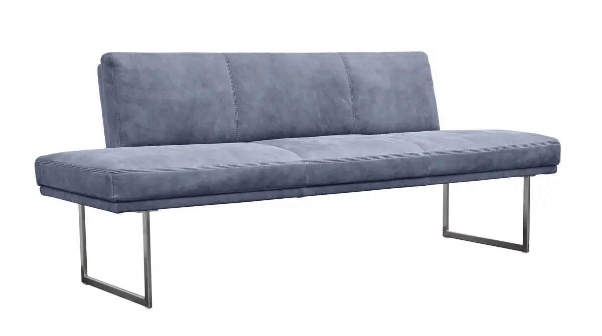 Bank Tarent - BT ca. 220x67 cm, mit Rückenlehne, Leder, Blau