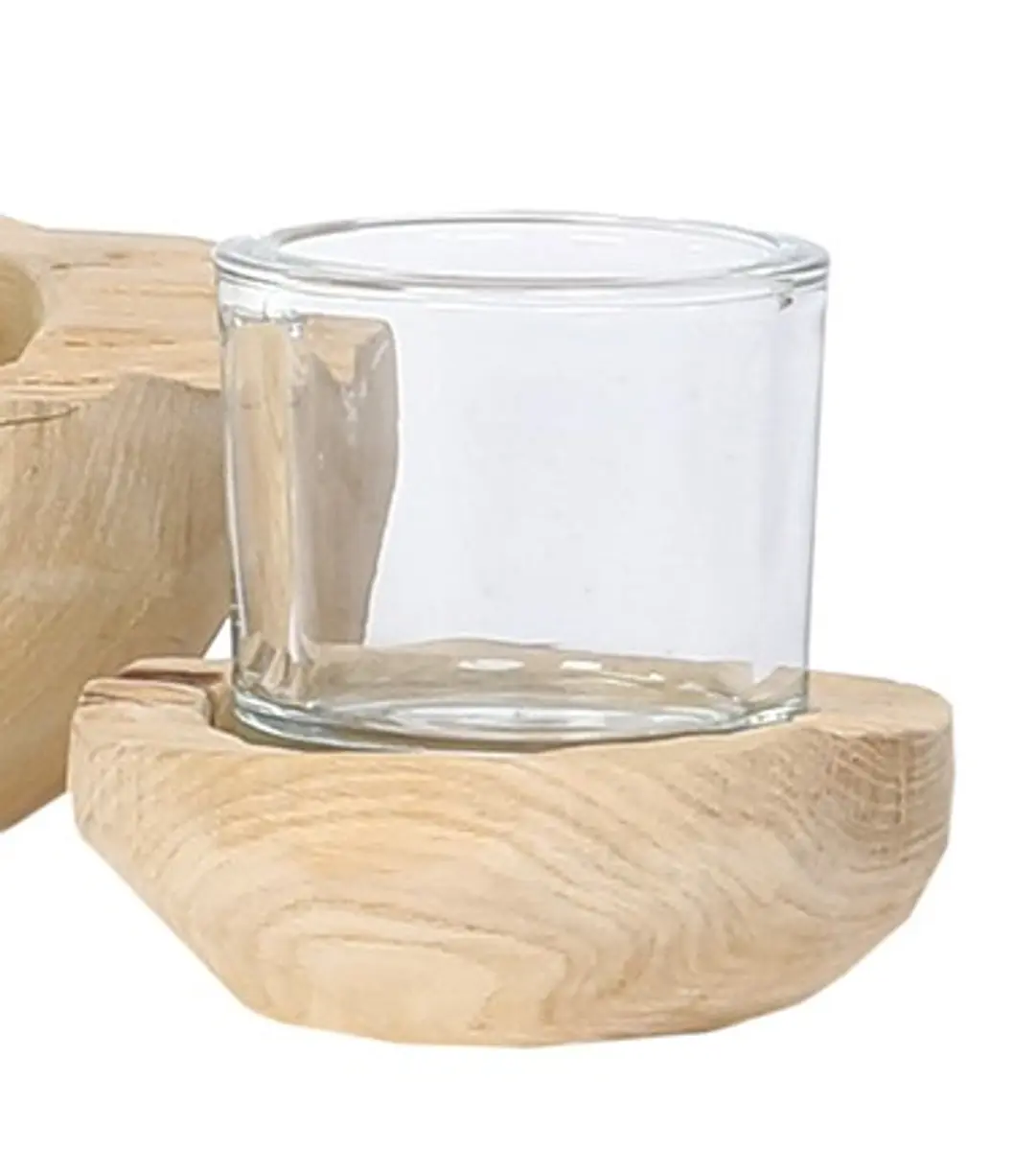 Windlicht - Holz/Glas, H ca. 11 cm, Glas-DH ca. 9x8 cm