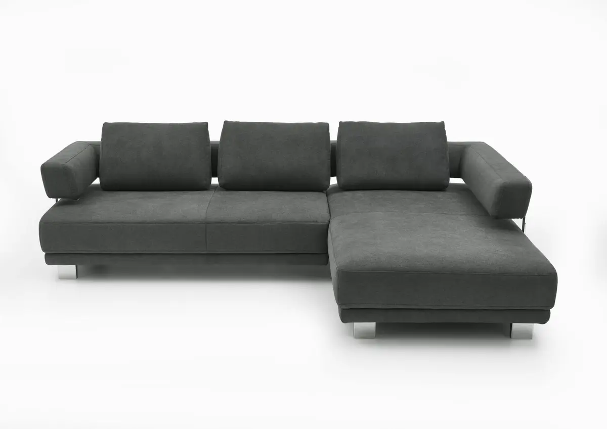Ecksofa - 2,5-Sitzer mit Longchair rechts, Stoff, Grau