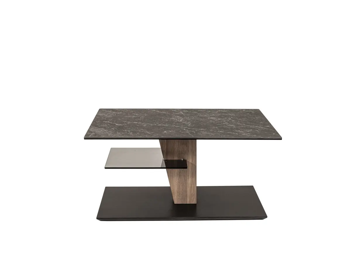 Couchtisch - höhenverstellbar, LBH. ca. 90x60x47-65 cm, Keramik, Schwarz