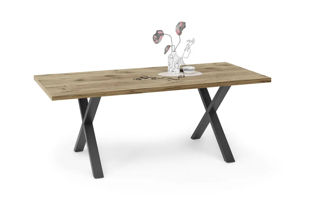 Esstisch - LB ca. 200x100 cm, Viking Eiche, Schwarz