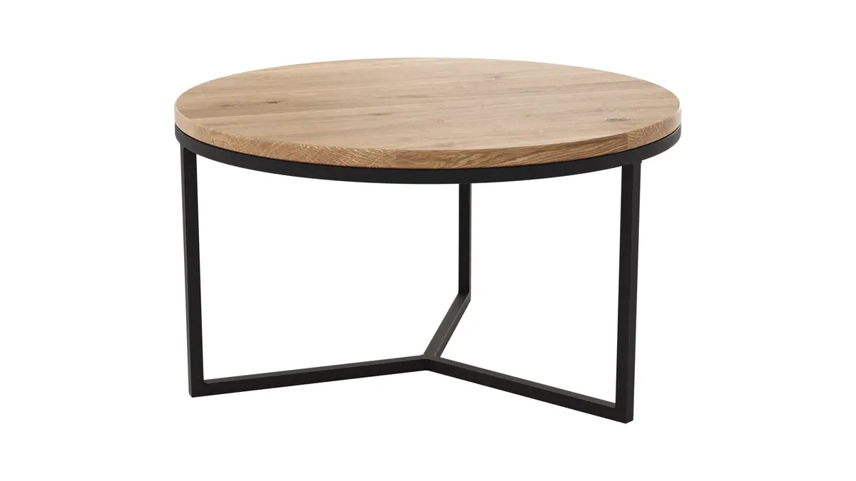 Couchtisch Joan 2- LBH ca. 58x58x33 cm, Asteiche massiv, Gestell schwarz