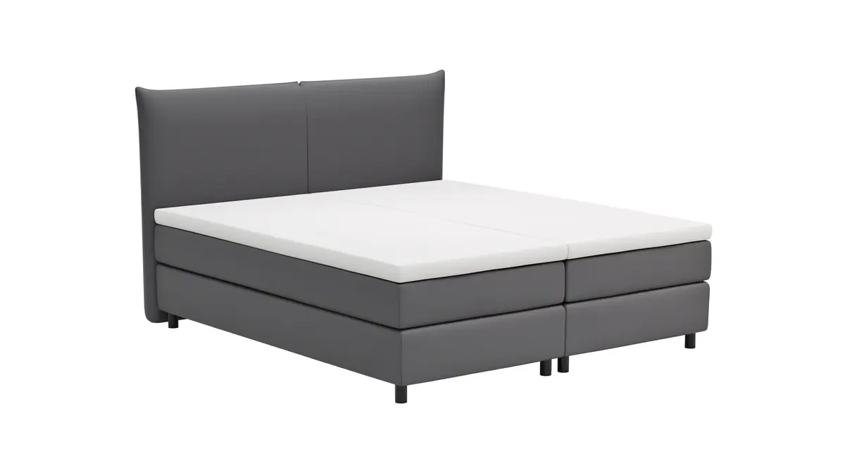 Boxspringbett Hatu - Liegefläche ca. 180x200 cm, Stoff, Anthrazit