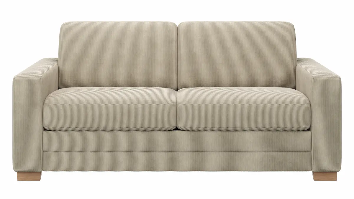 Sofa Lakeville 1 - 2-Sitzer inkl. Schlaffunktion, Gestell Schwarz, Stoff, Beige