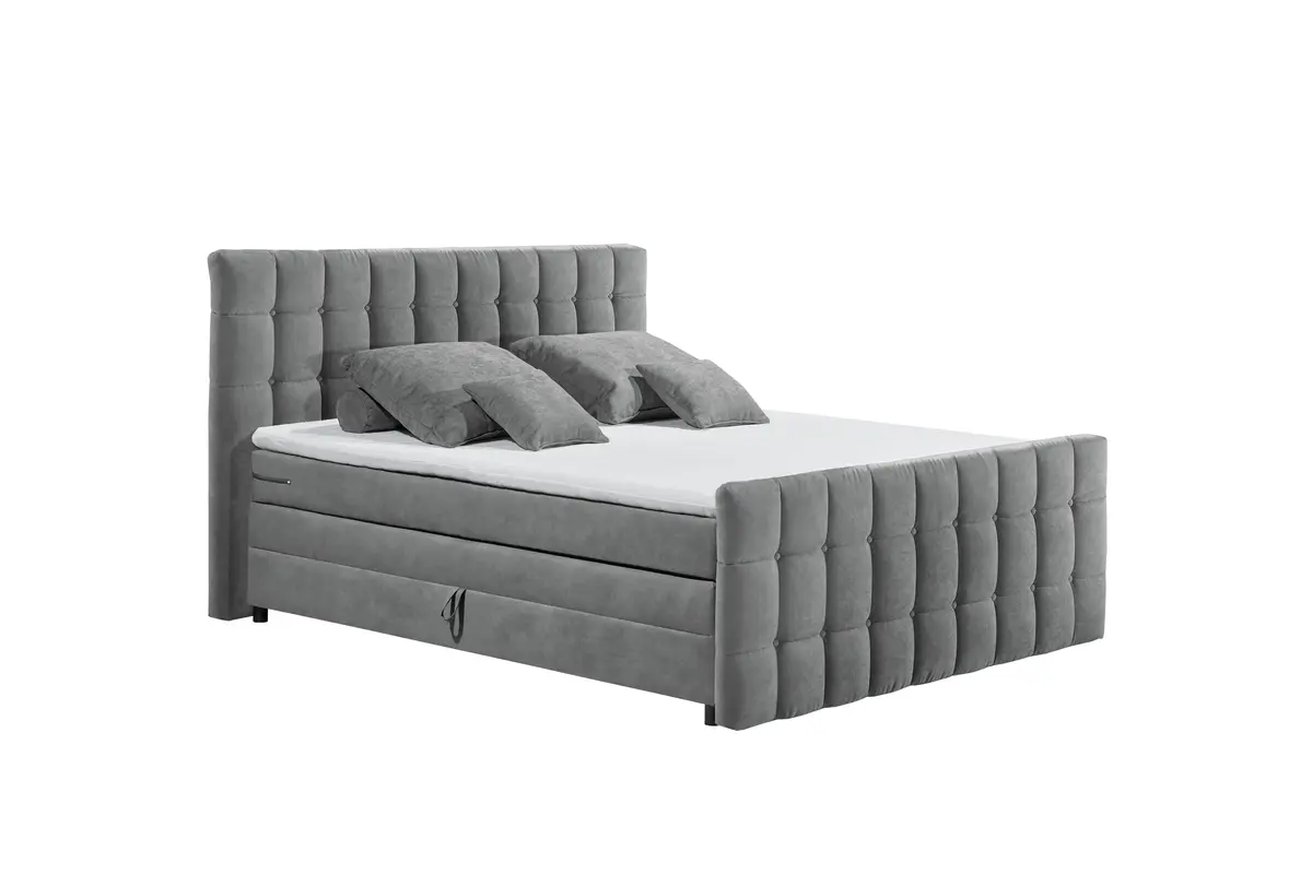 Boxspringbett - Liegefläche ca. 180x200 cm, Stoff, Dunkelgrau